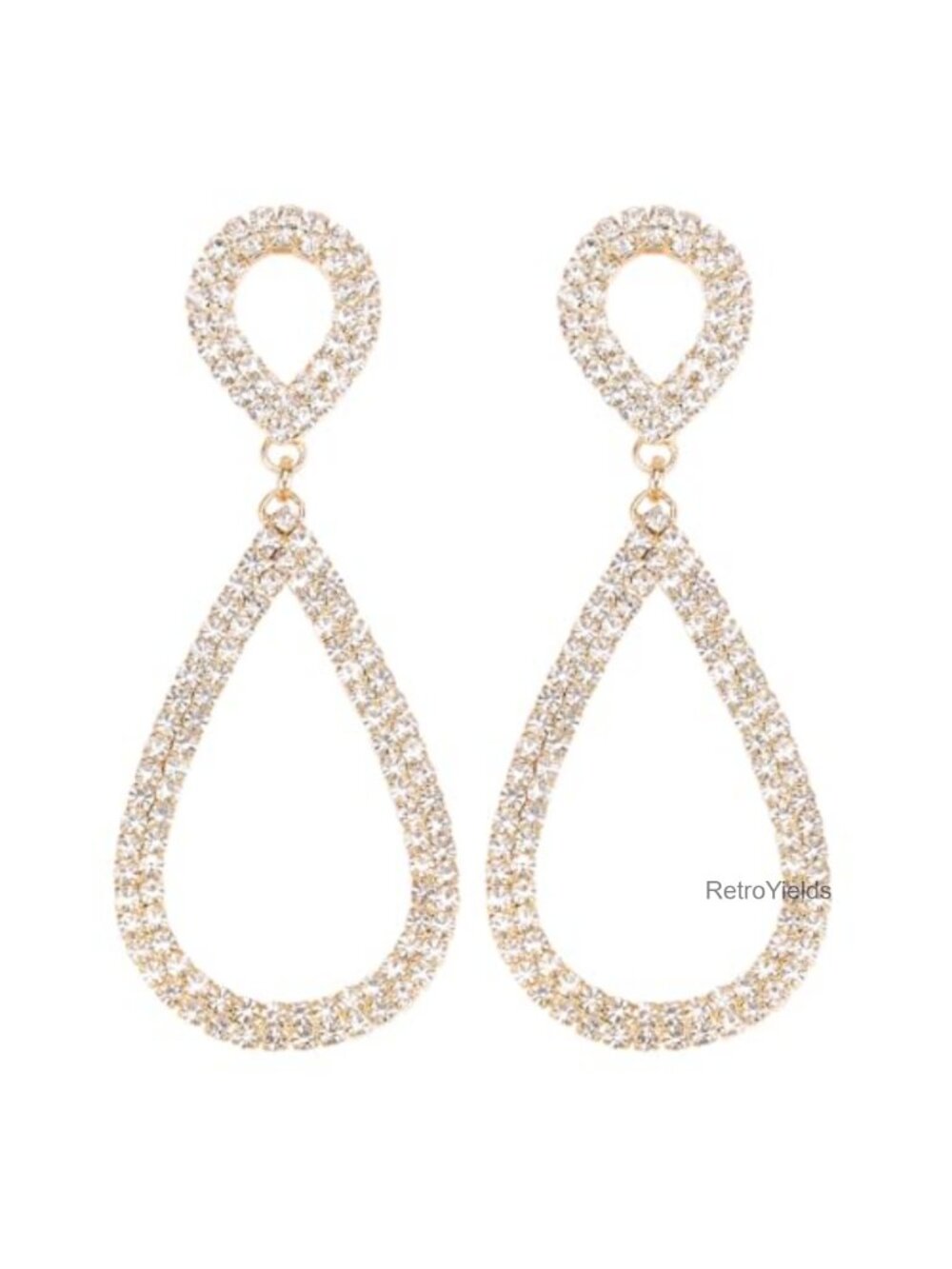 Rhinestone Teardrop Dangle Earrings Sparkly Wedding Jewelry